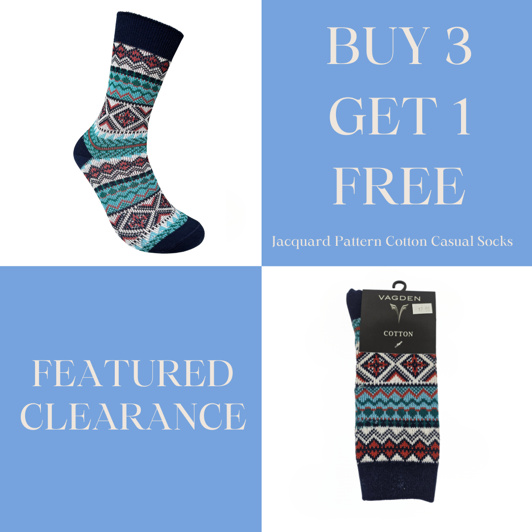 Vagden Jacquard Pattern B Cotton Casual Socks - Medium (CLEARANCE)