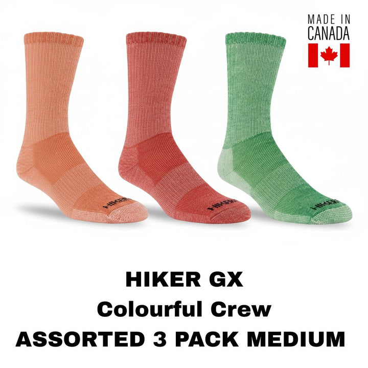 3 PAIRES - Chaussettes de randonnée en laine mérinos « Hiker GX » de JB Field (LÉGÈREMENT IMPARFAITES) - COLORÉES