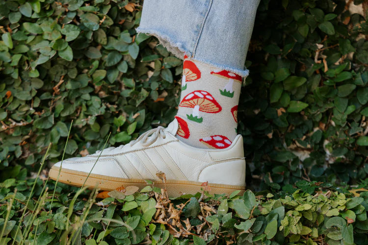 "Mushrooms" Bamboo Crew Socks By Sexy Socks