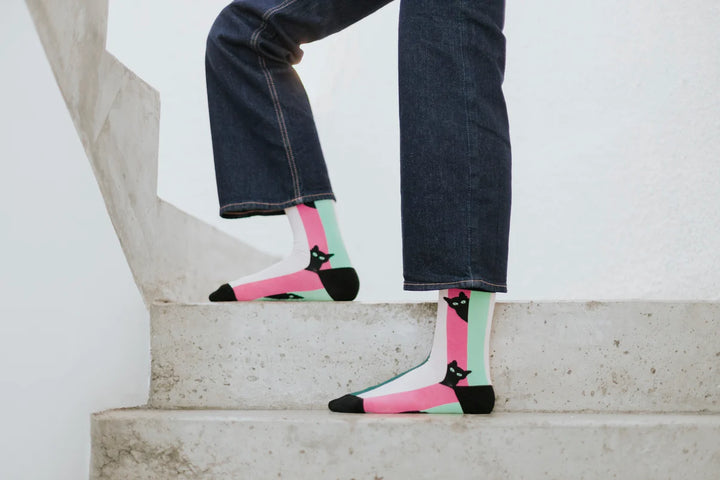 "Curious Cat" Bamboo Crew Socks by Sexy Socks