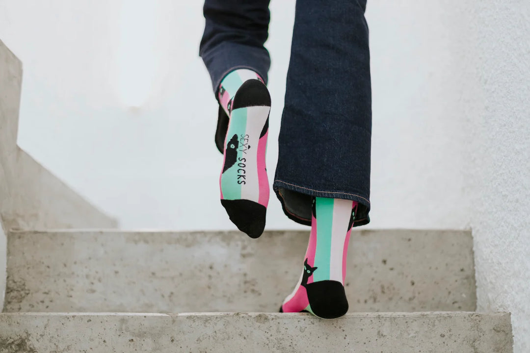 "Curious Cat" Bamboo Crew Socks by Sexy Socks