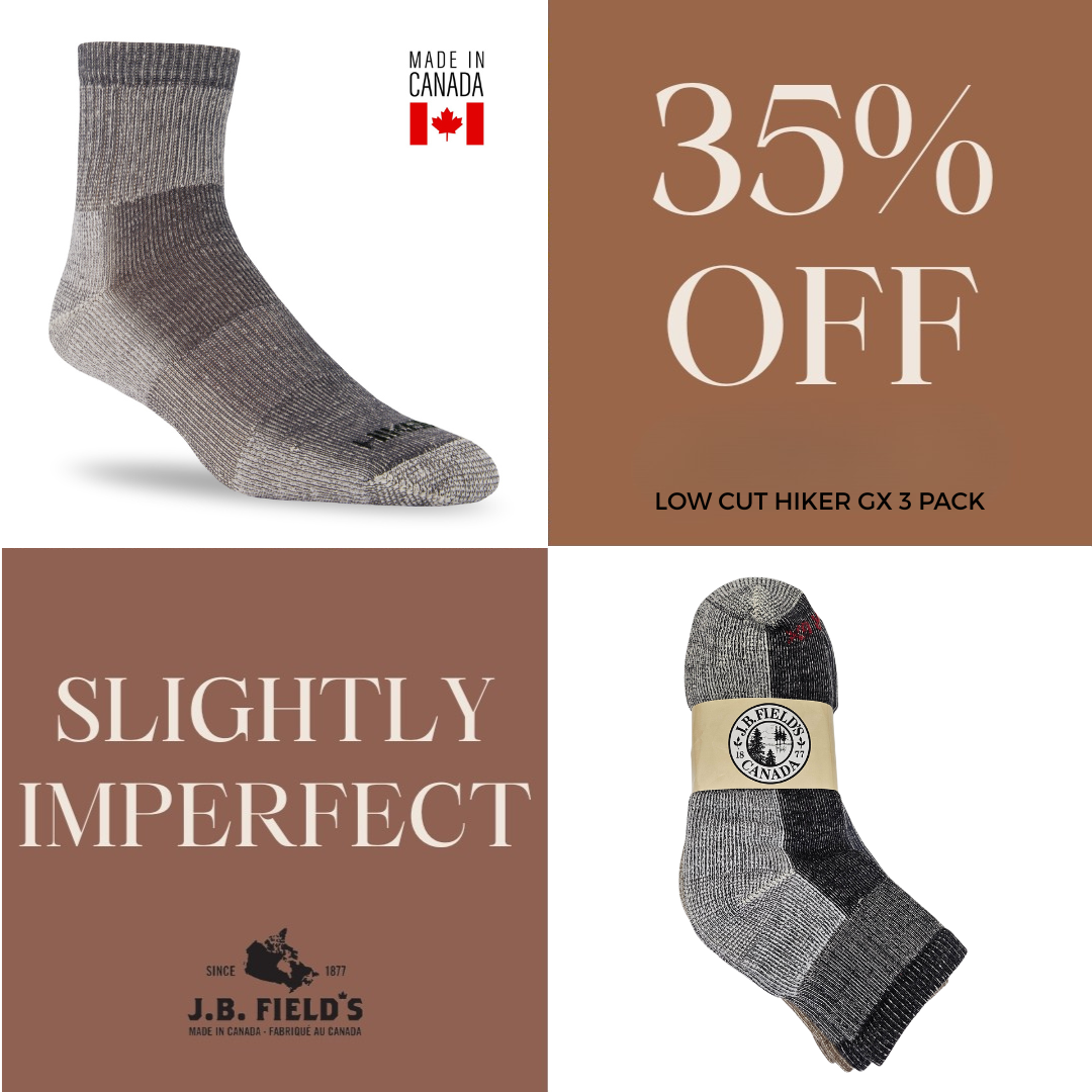 3 PAIR - J.B. Field's "1/4 Hiker GX" Merino Wool Hiking Sock (SLIGHTLY IMPERFECT)