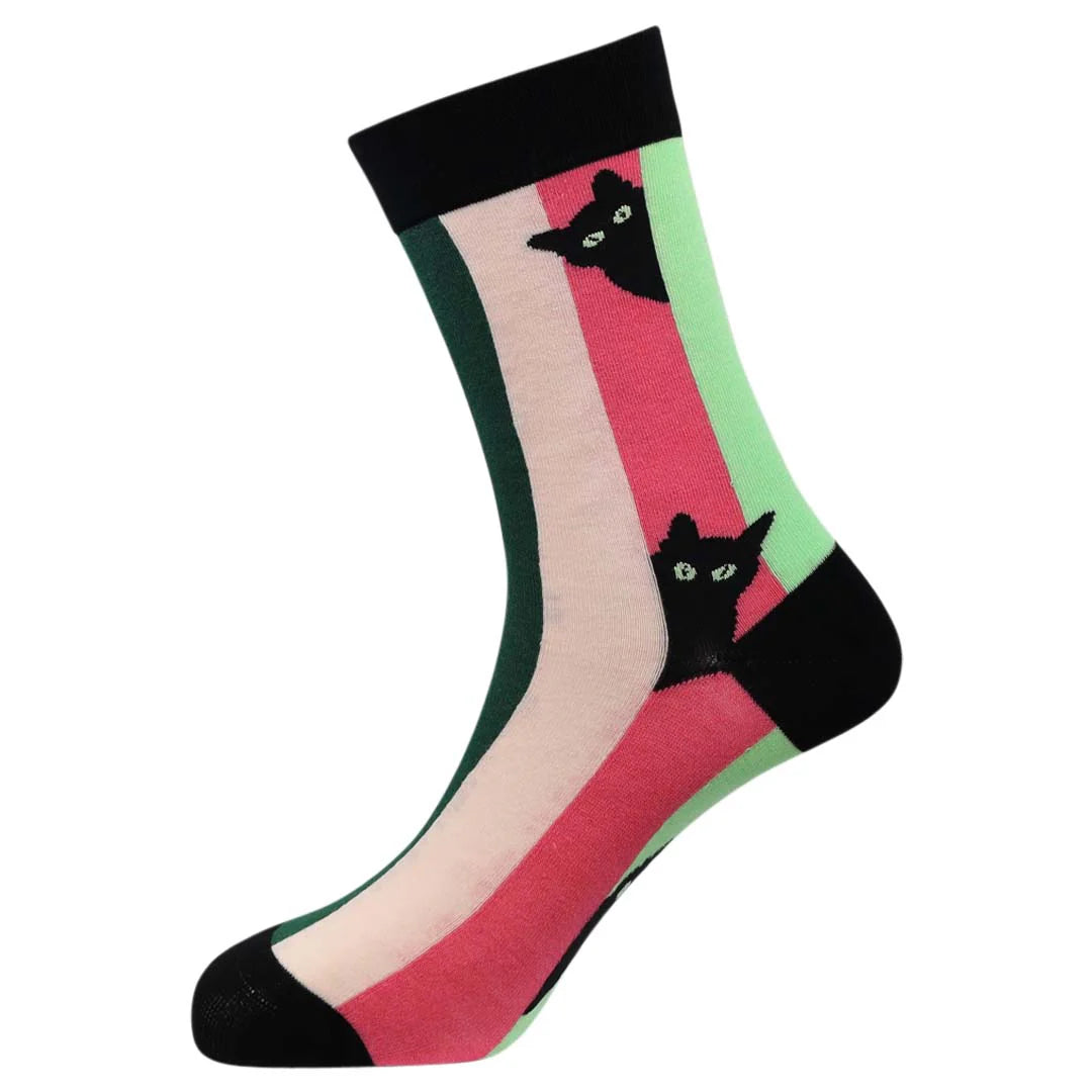"Curious Cat" Bamboo Crew Socks by Sexy Socks