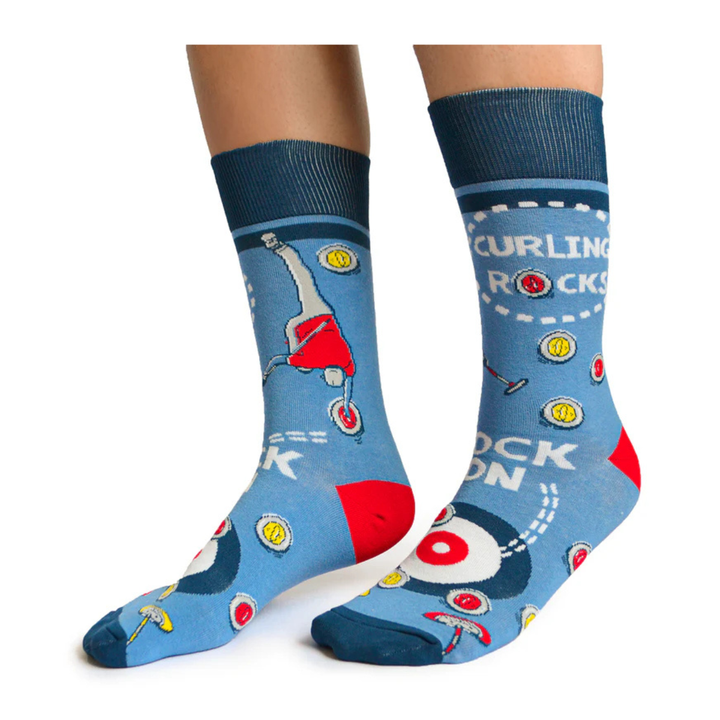 Chaussettes mi-mollet en coton « Curling Rocks » par Uptown Sox