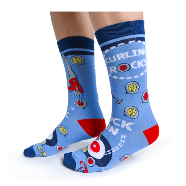 Chaussettes mi-mollet en coton « Curling Rocks » par Uptown Sox