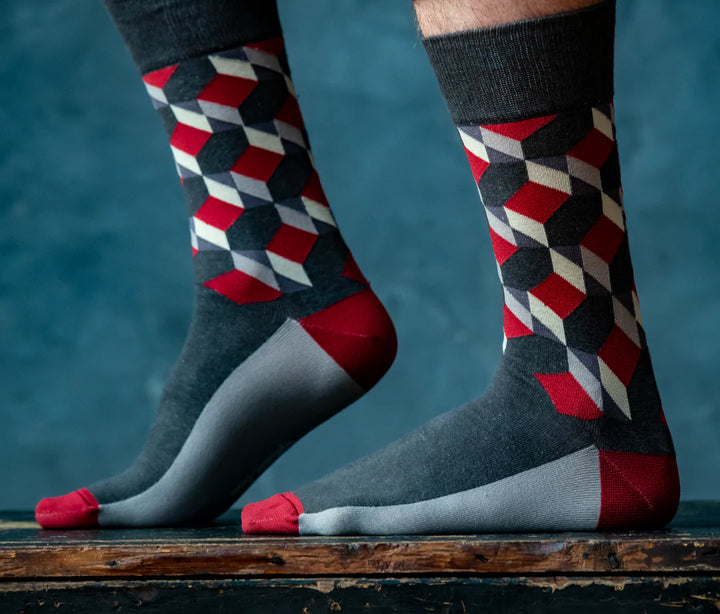 Chaussettes mi-mollet en coton « Earl's Gray » par Uptown Sox - Taille L 