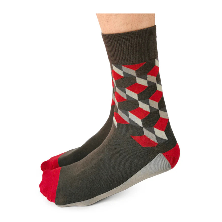 Chaussettes mi-mollet en coton « Earl's Gray » par Uptown Sox - Taille L 