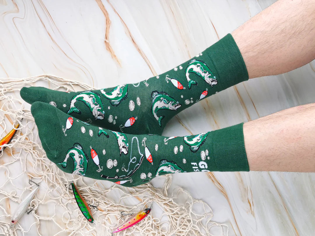 Chaussettes en coton « Gone Fishing » par Uptown Sox - Taille L