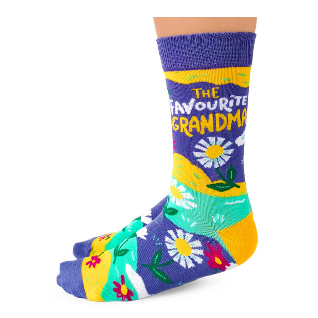Chaussettes mi-mollet « Grand-mère préférée » par Uptown Sox - Medium 