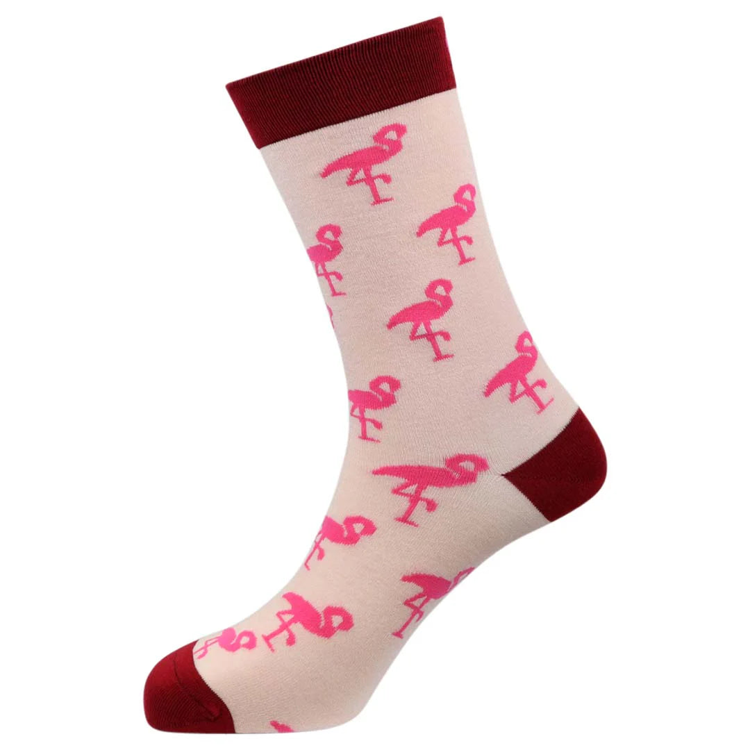 "Pink Flamingo Beach" Bamboo Socks