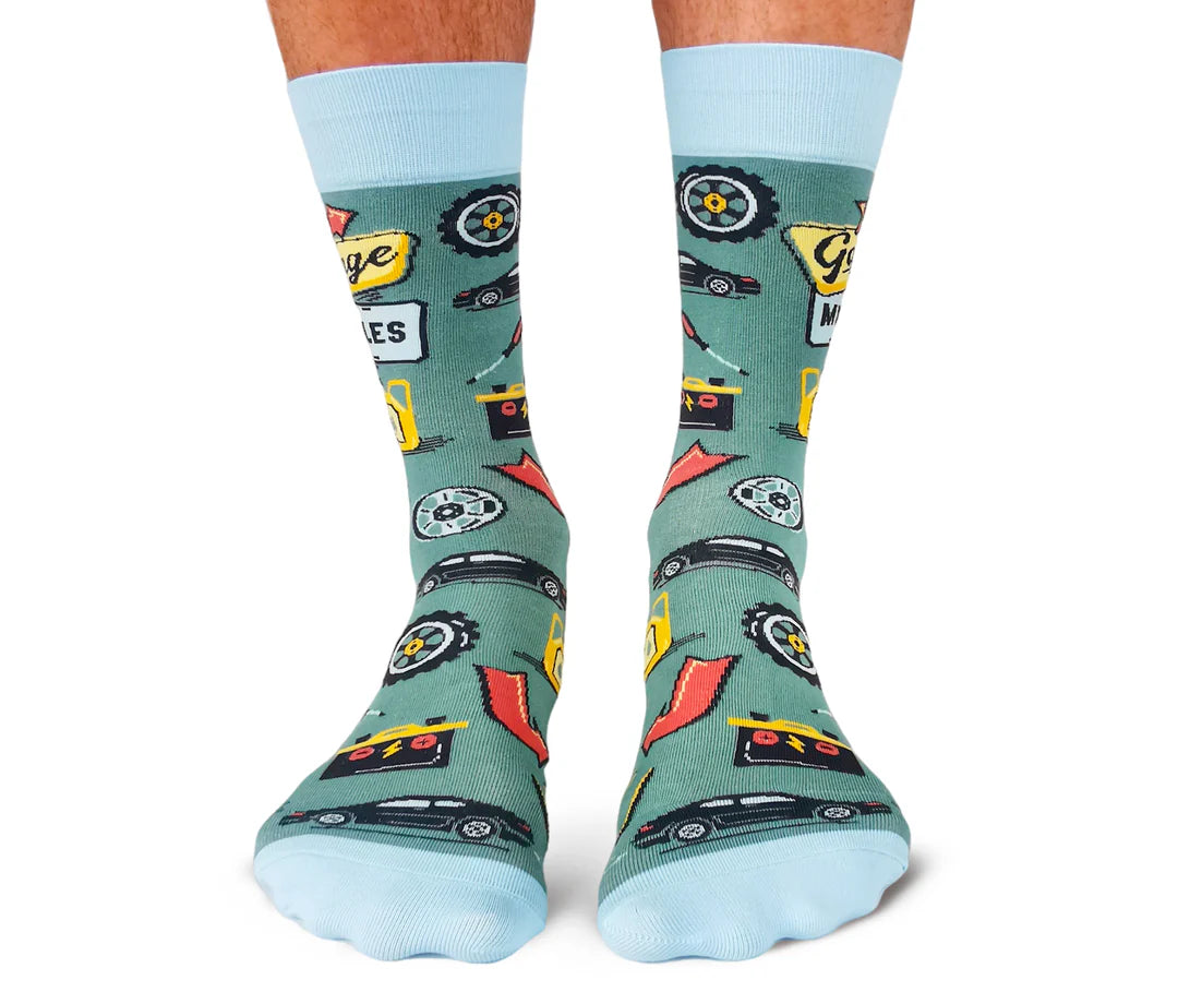 Chaussettes mi-mollet en coton « Garage Guru » par Uptown Sox - Taille L 