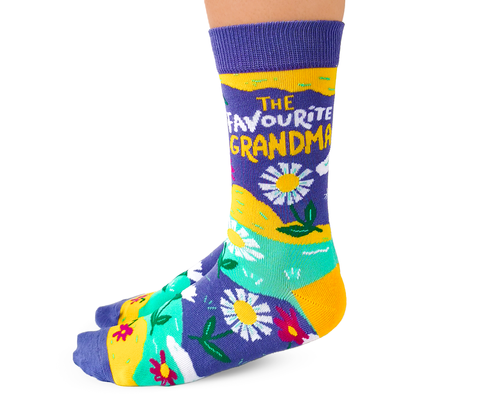 "Favourite Grandma" Crew Socks by Uptown Sox - Medium