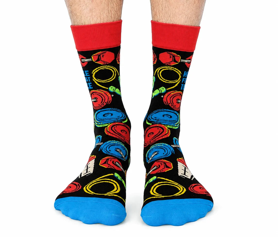 "Gym Bro" Cotton Crew Socks by Uptown Sox - Large