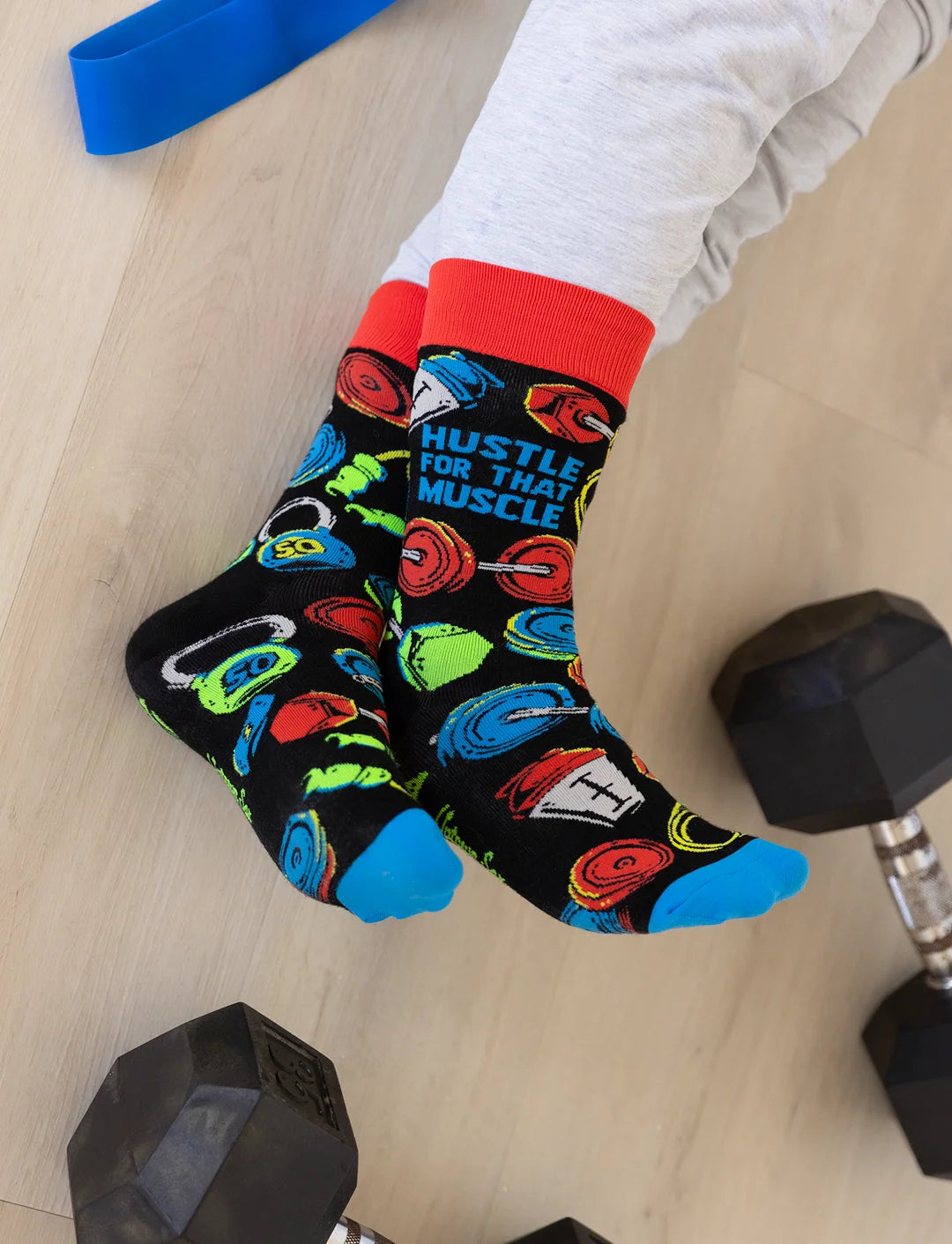 "Gym Bro" Cotton Crew Socks by Uptown Sox - Large