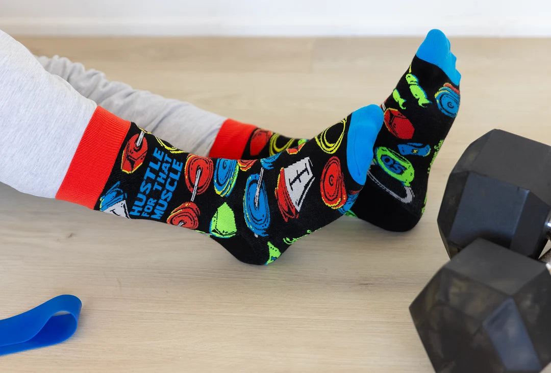 "Gym Bro" Cotton Crew Socks by Uptown Sox - Large