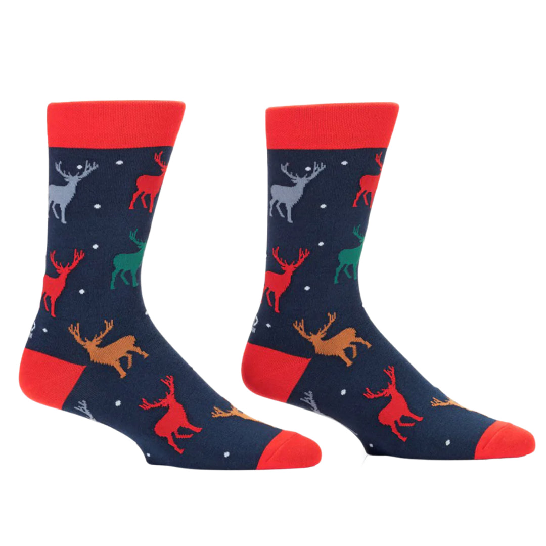 "Holiday Deer" Cotton Dress Crew Socks by YO Sox -Large - SALE