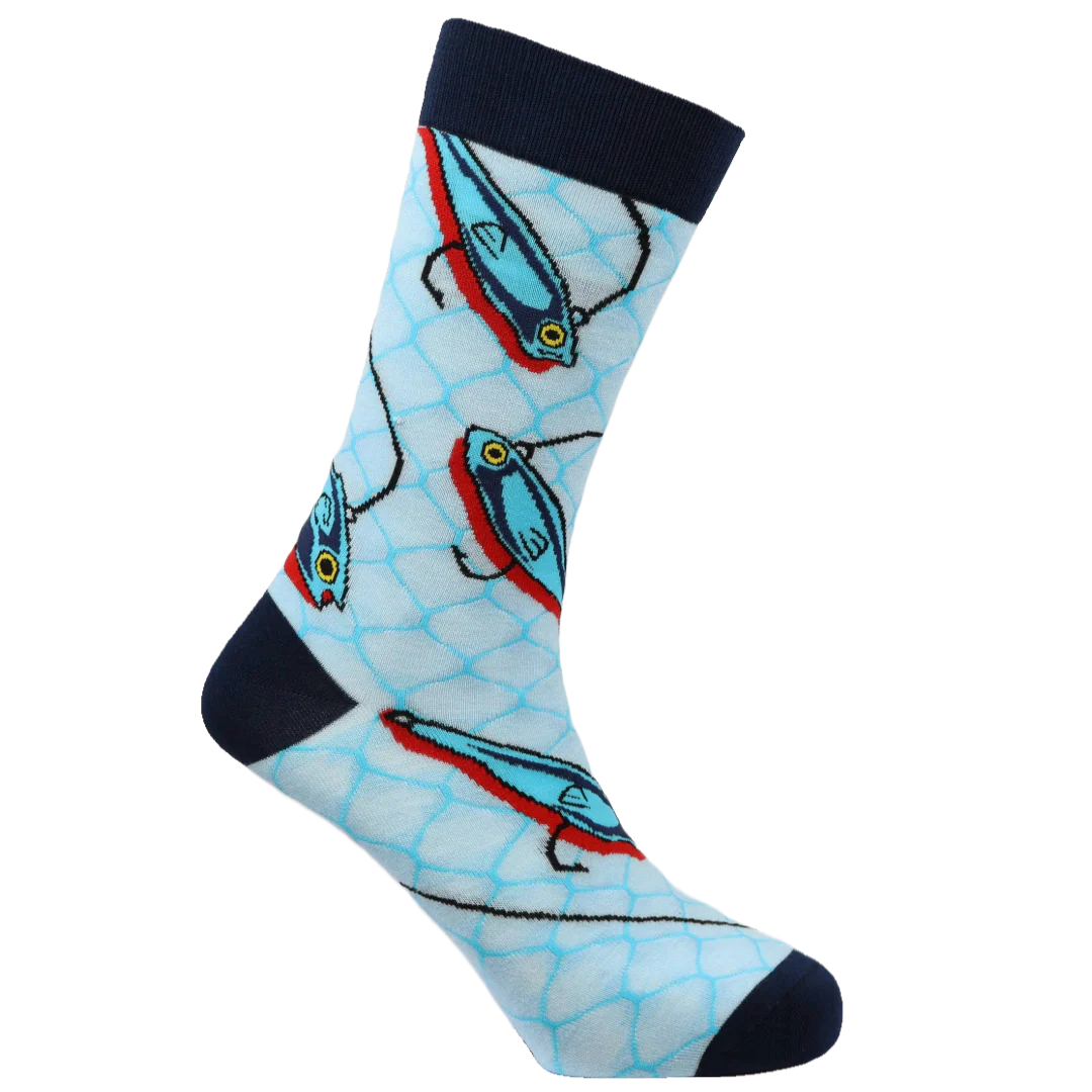 "Gone Fishing" Bamboo Crew Socks By Sexy Socks