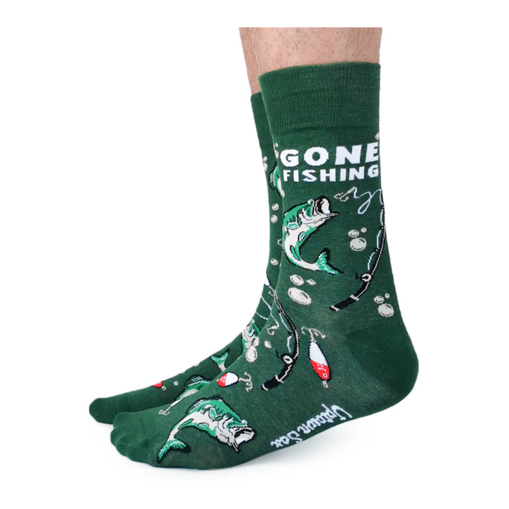 Chaussettes en coton « Gone Fishing » par Uptown Sox - Taille L