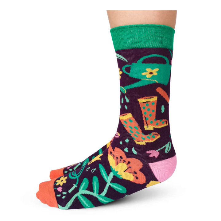 "Green Thumb" Cotton Crew Socks by Uptown Sox - Medium