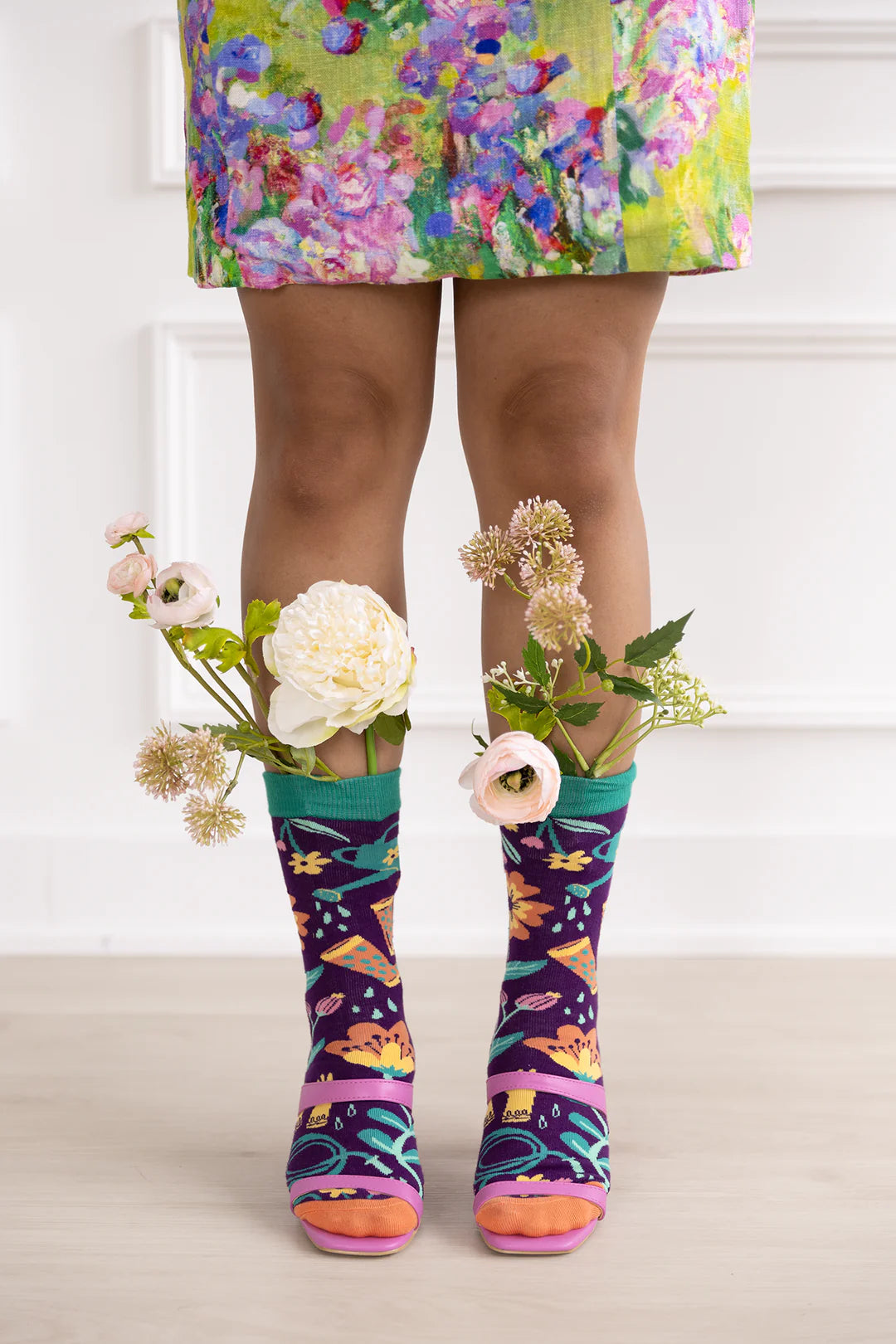 "Green Thumb" Cotton Crew Socks by Uptown Sox - Medium