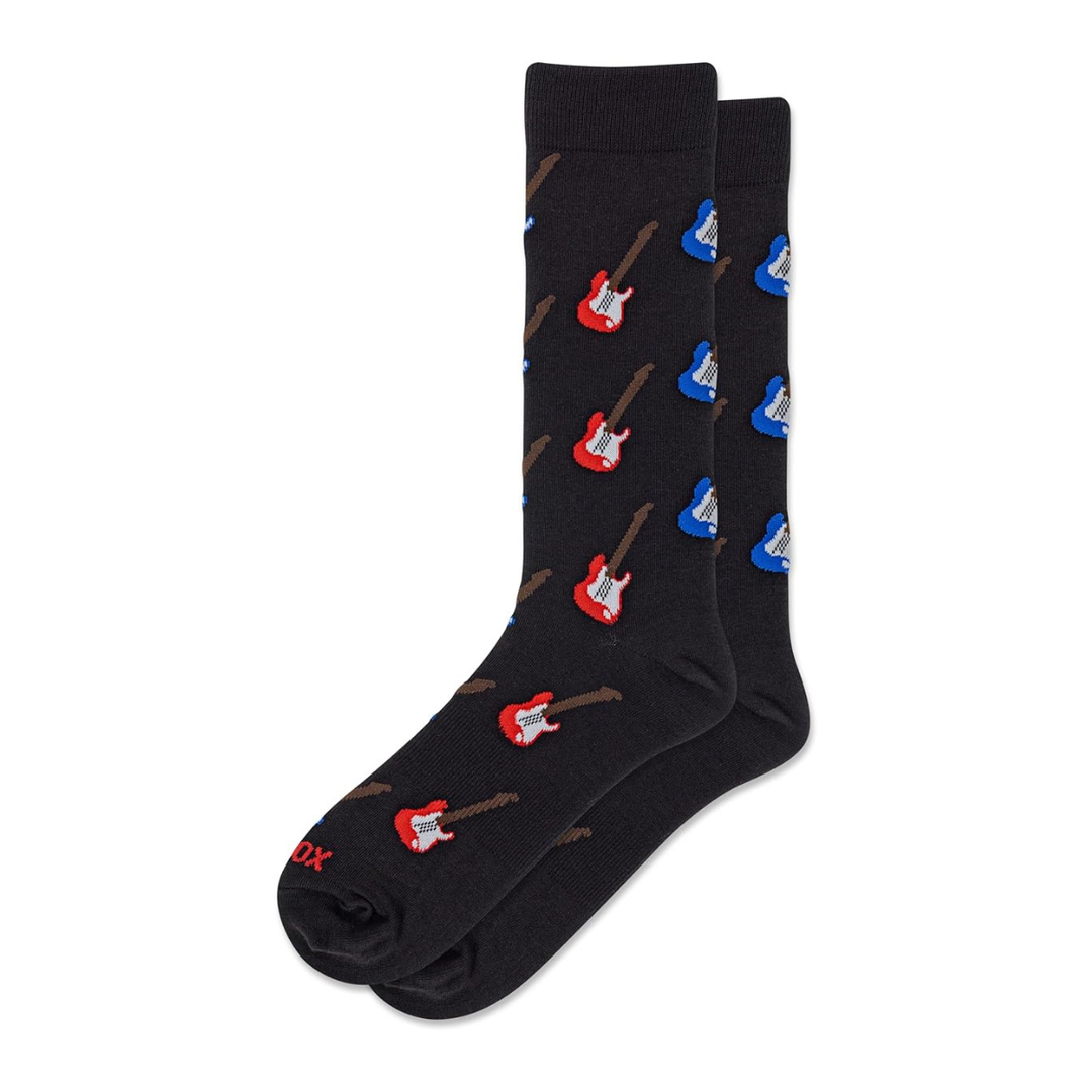 "Guitars" Cotton Crew Socks by Hot Sox - Large