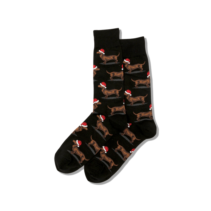 "Christmas Dachshunds" Cotton Crew Socks by Hot Sox - SALE