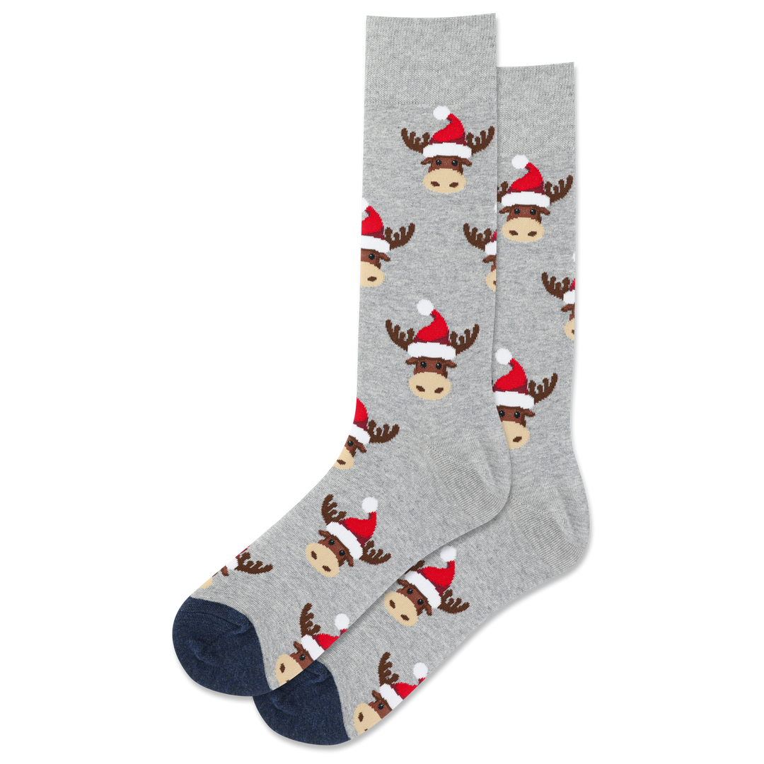 "Moose Head" Cotton Crew Socks by Hot Sox - Large - SALE