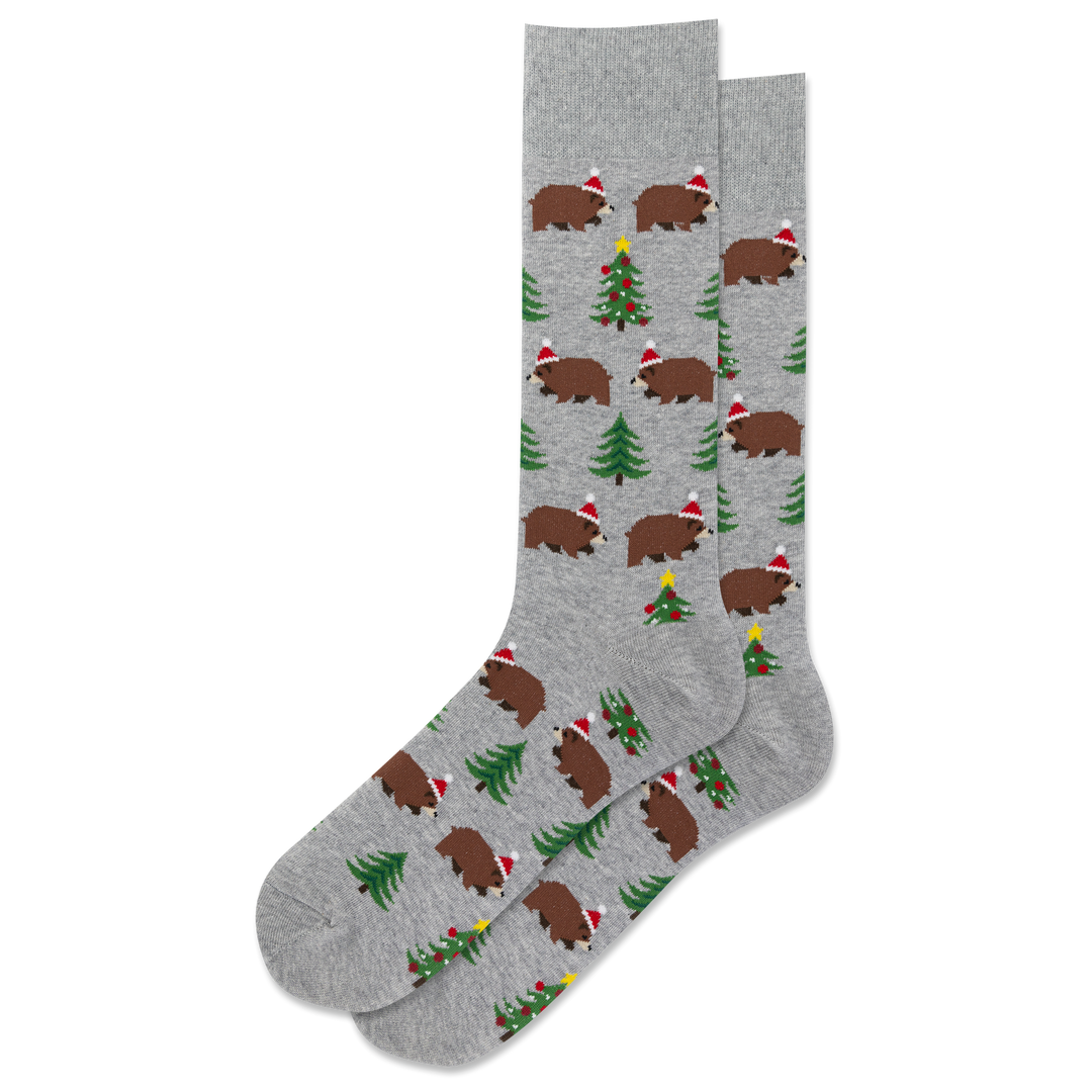 "Christmas Bears" Cotton Crew Socks by Hot Sox - Large - SALE