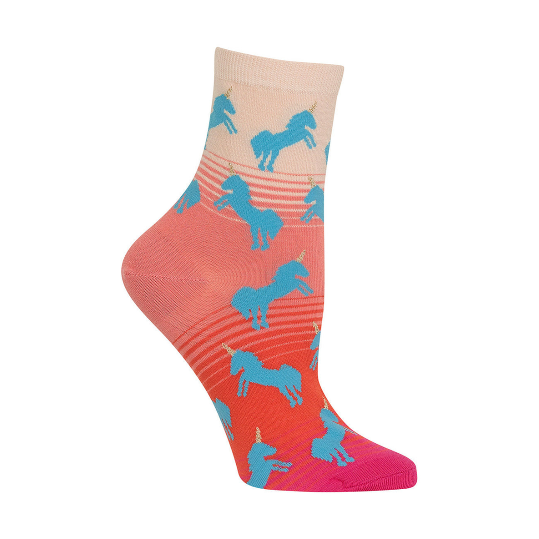 "Unicorn" Cotton Dress Anklet Socks by Hot Sox - Medium