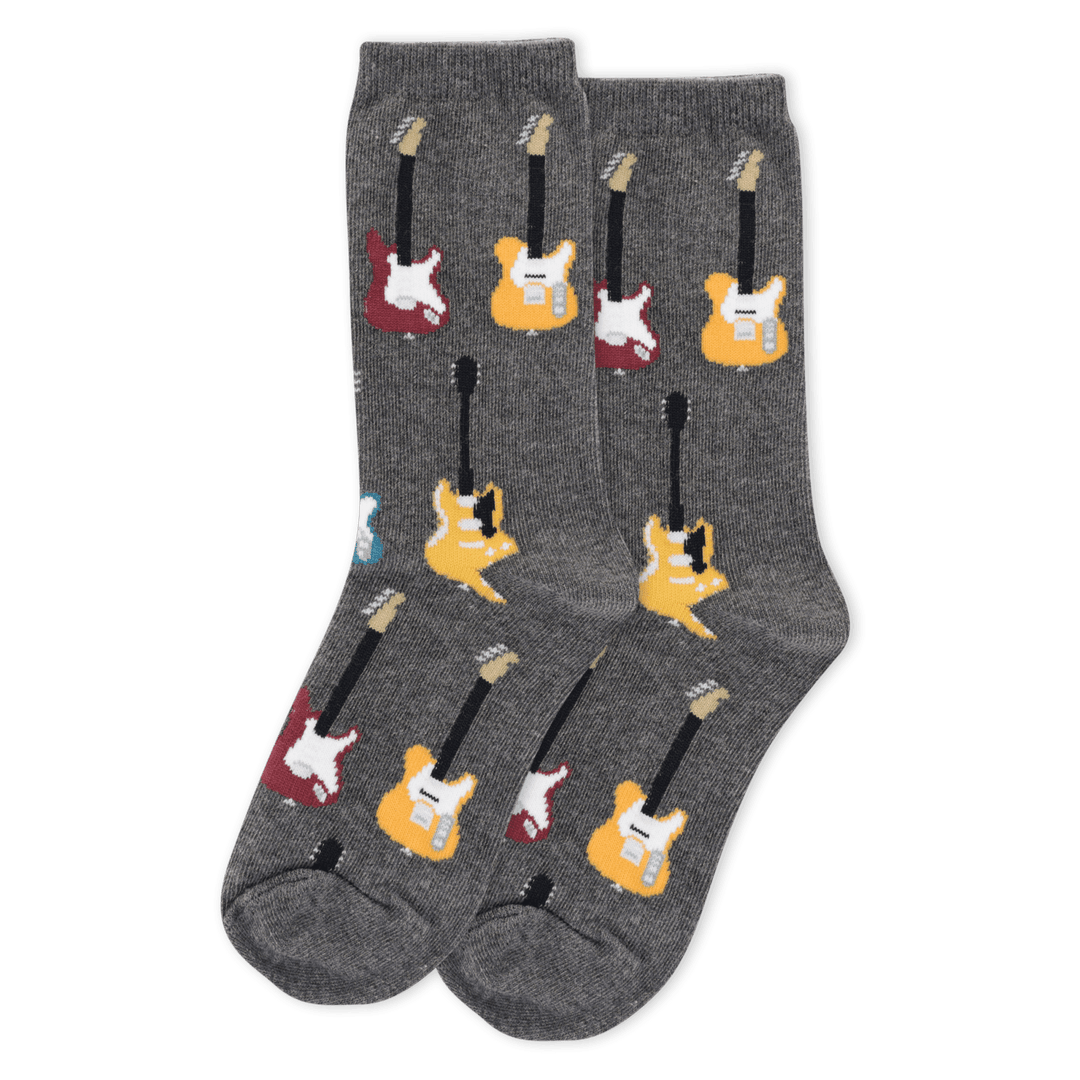 "Electric Guitars" Crew Socks by Hot Sox - Large