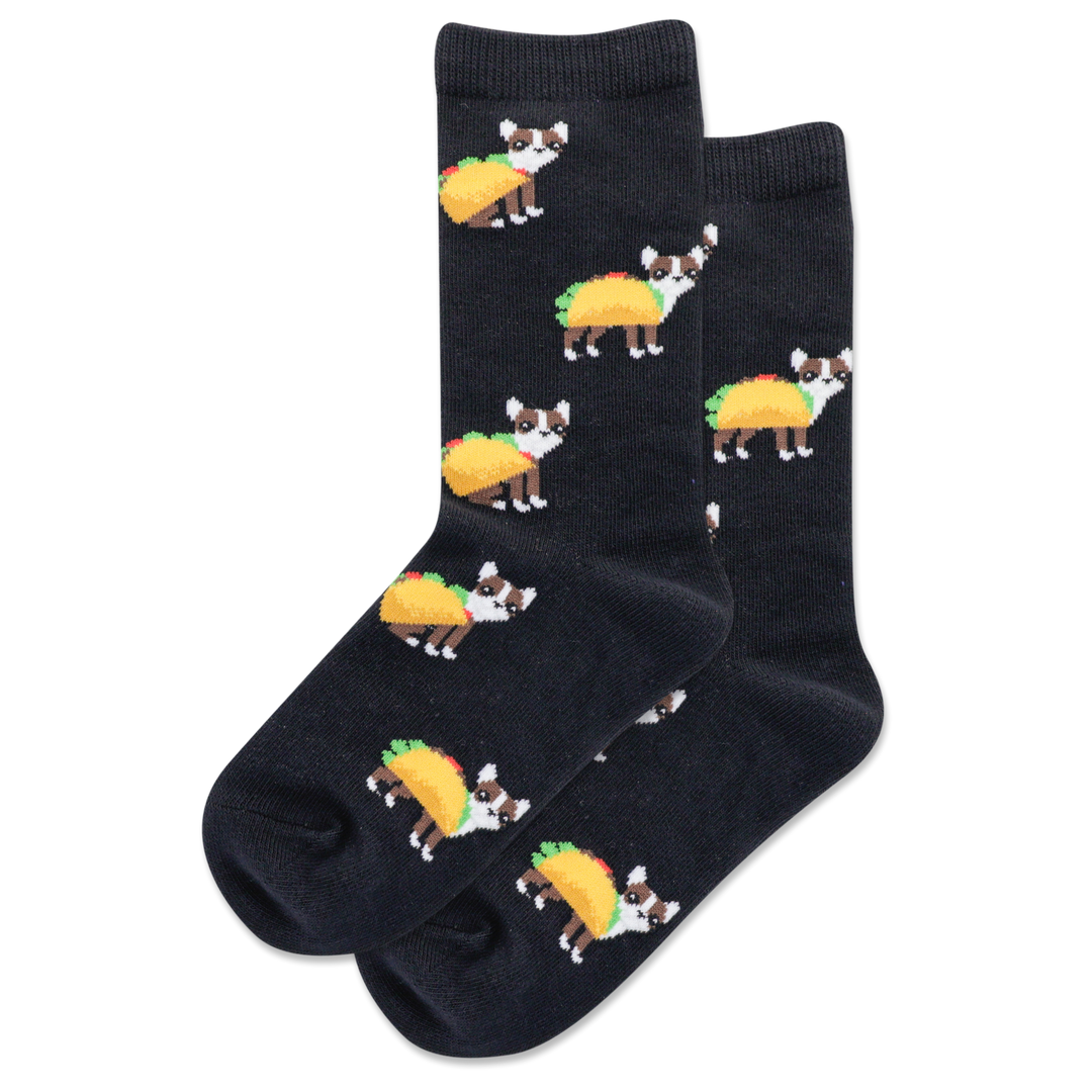 Kids "Taco Terrier" Crew Socks by Hot Sox