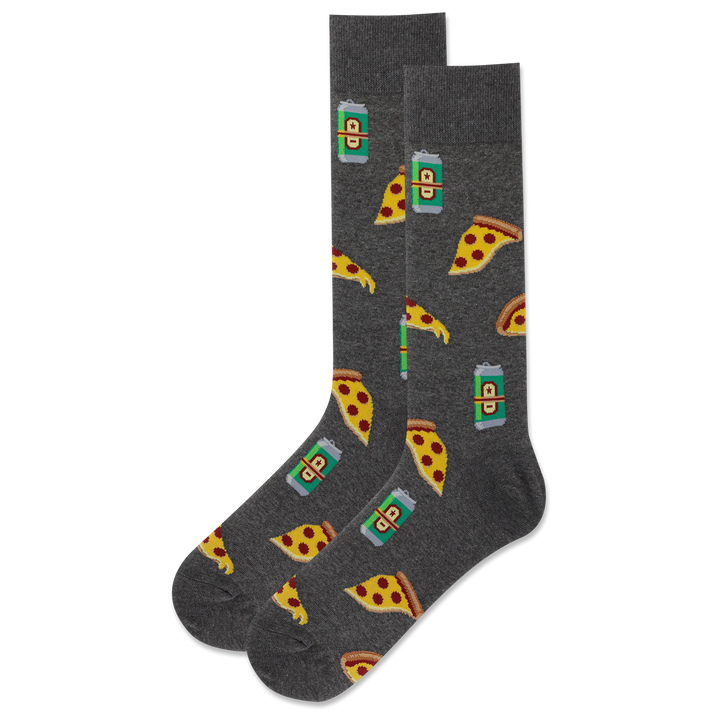 Chaussettes mi-mollet en coton « Bière et pizza » par Hot Sox - Taille L 