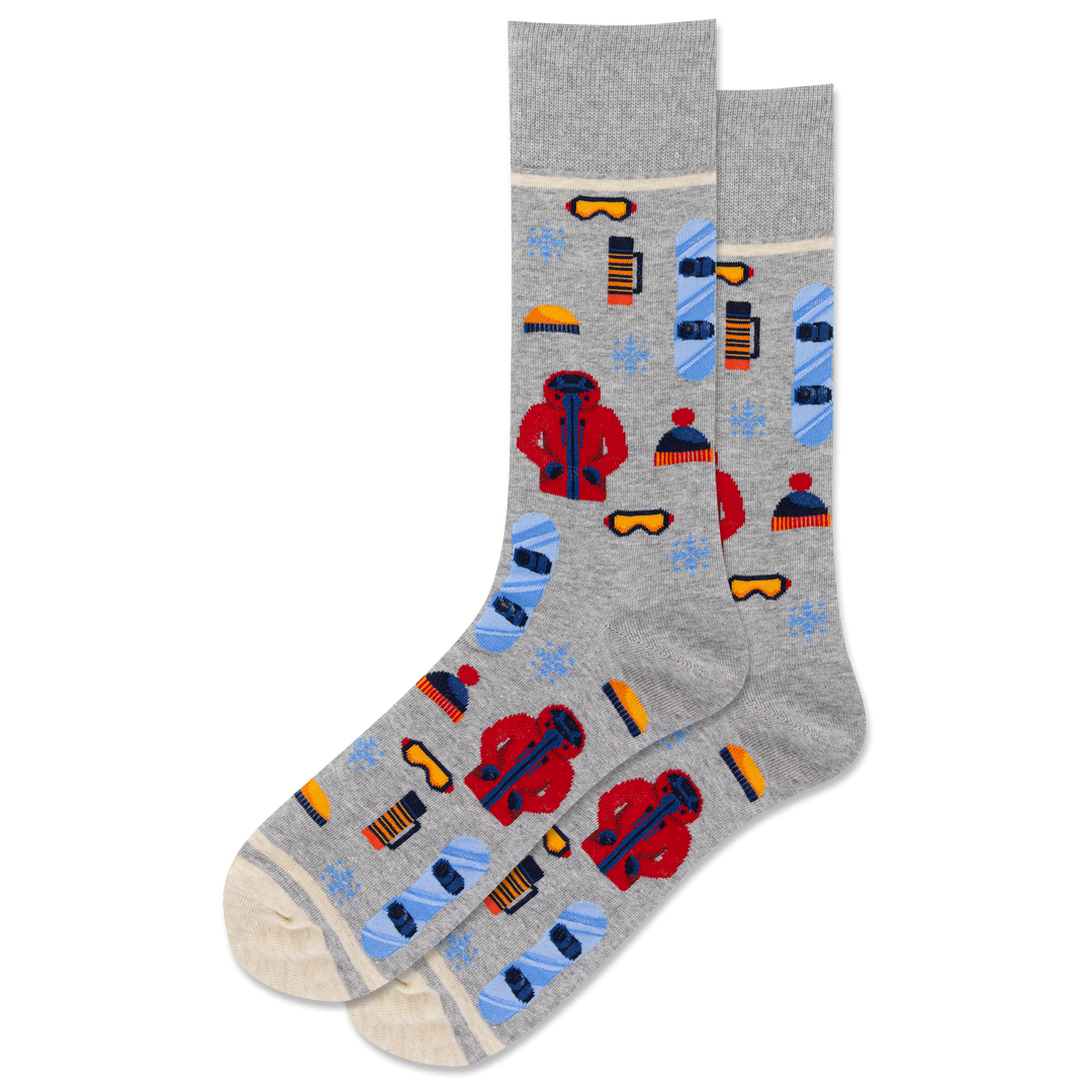 "Snowboarder" Cotton Crew Socks by Hot Sox - Large