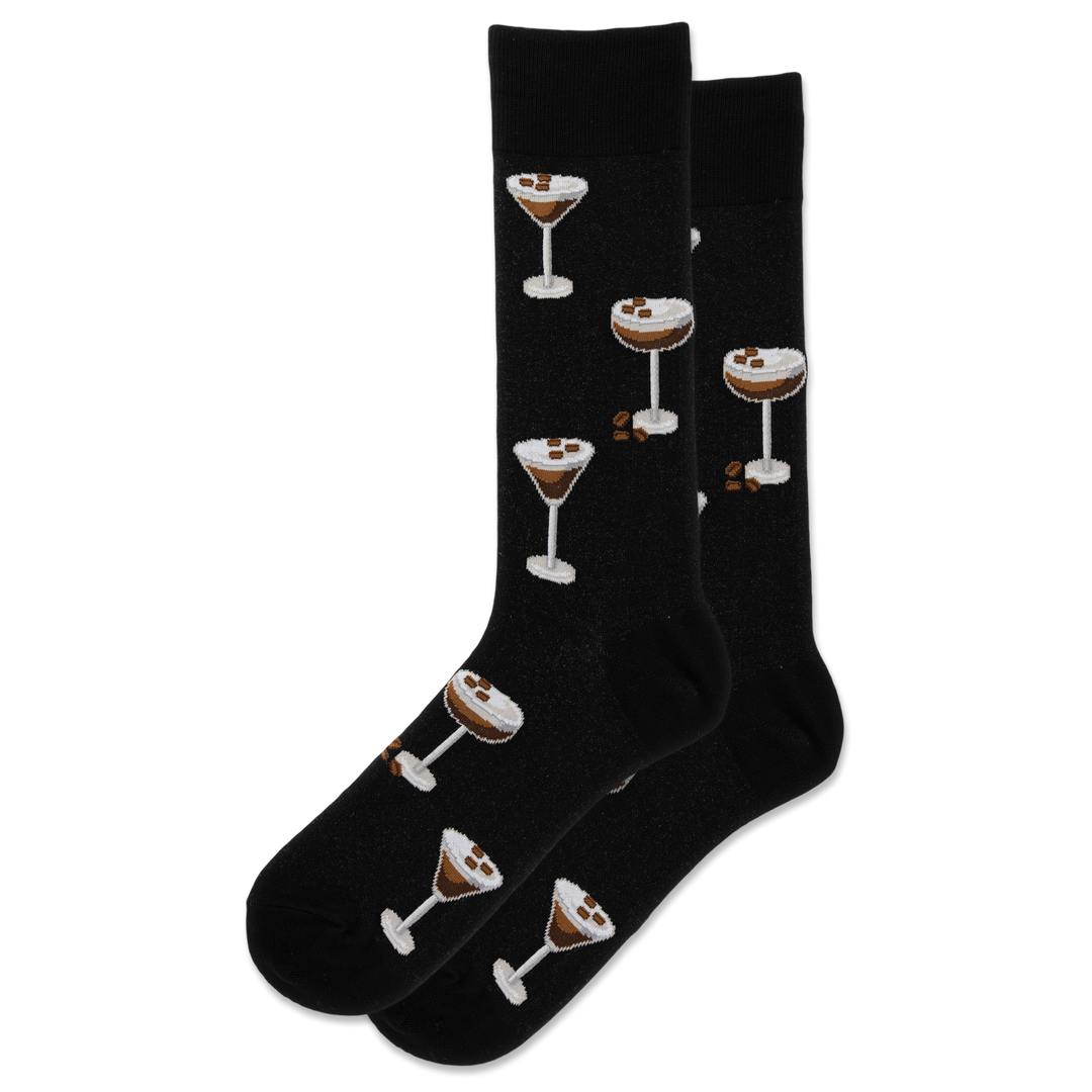 "Espresso Martini" Cotton Crew Socks by Hot Sox - Large
