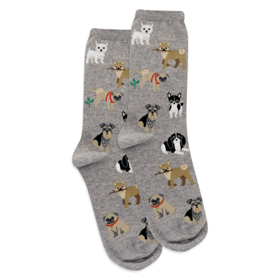 "Dogs of the World" Cotton Crew Socks by Hot Sox
