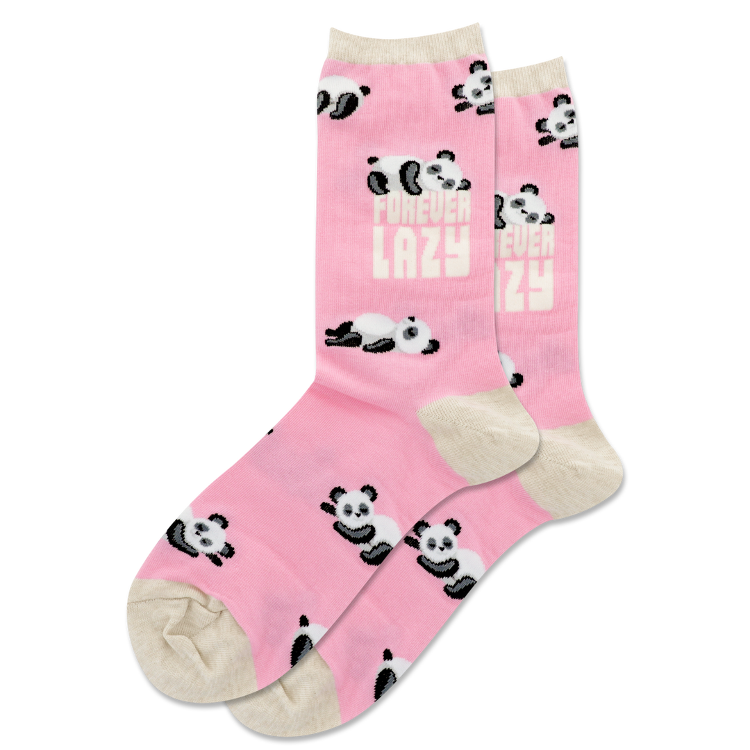 "Forever Lazy" Cotton Crew Socks by Hot Sox - Medium