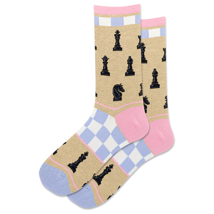 "Chess Pieces" Cotton Crew Socks by Hot Sox