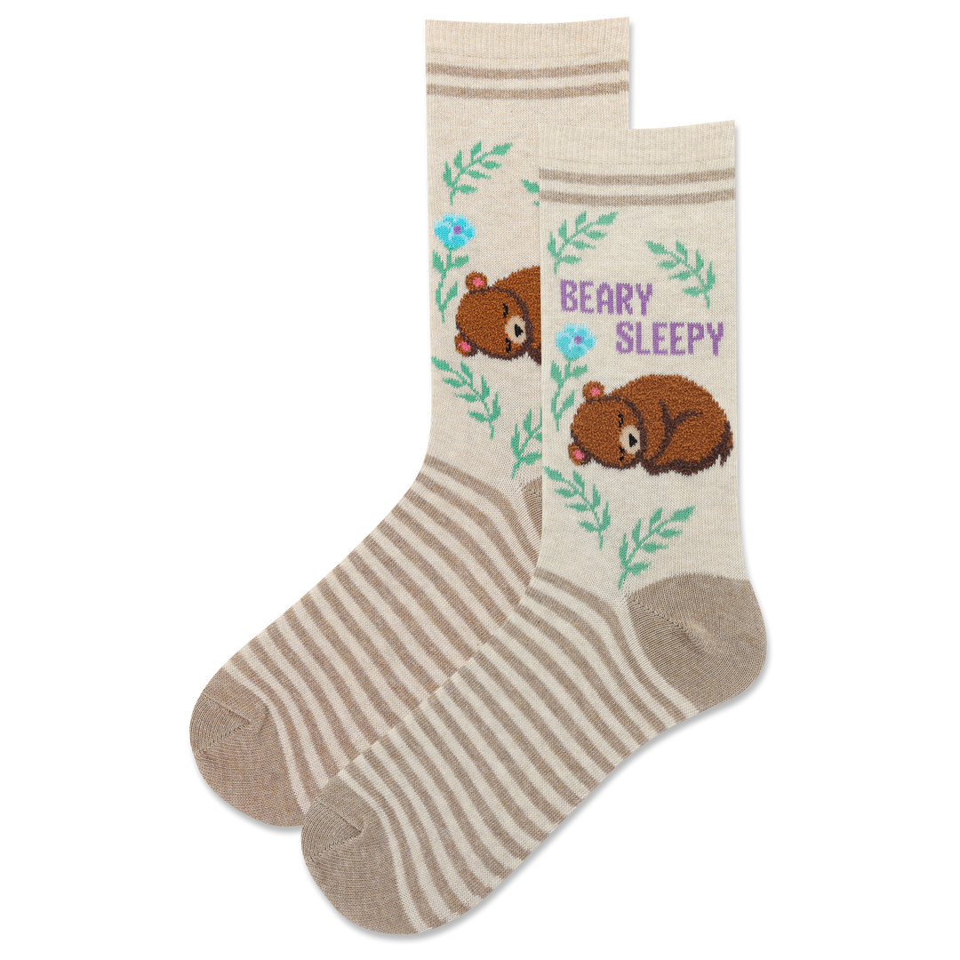 Hot Sox "Beary Sleepy" Crew Socks  - Medium