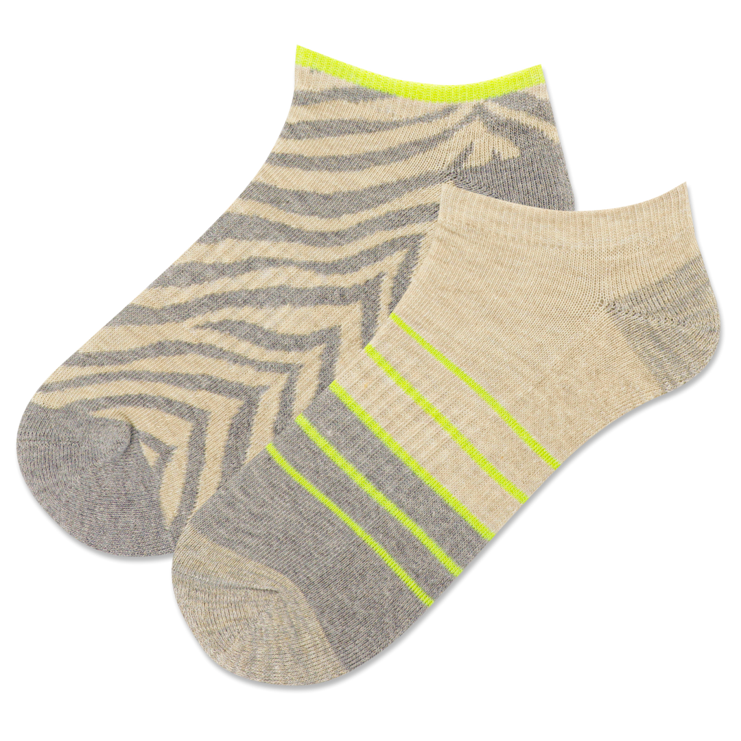 "Zebra Stripe" Polyester Ankle Socks by Hot Sox - 2 Pack - Medium