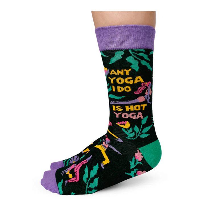 "Hot Yoga" Cotton Crew Socks by Uptown Sox - Medium