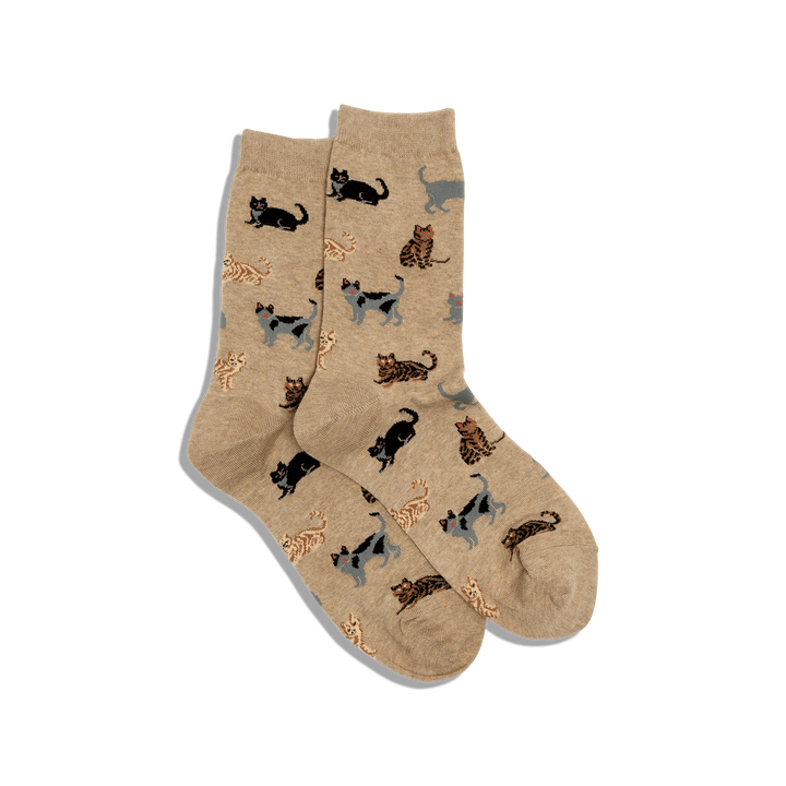 "Classic Cats" Cotton Crew Socks by Hot Sox - Medium