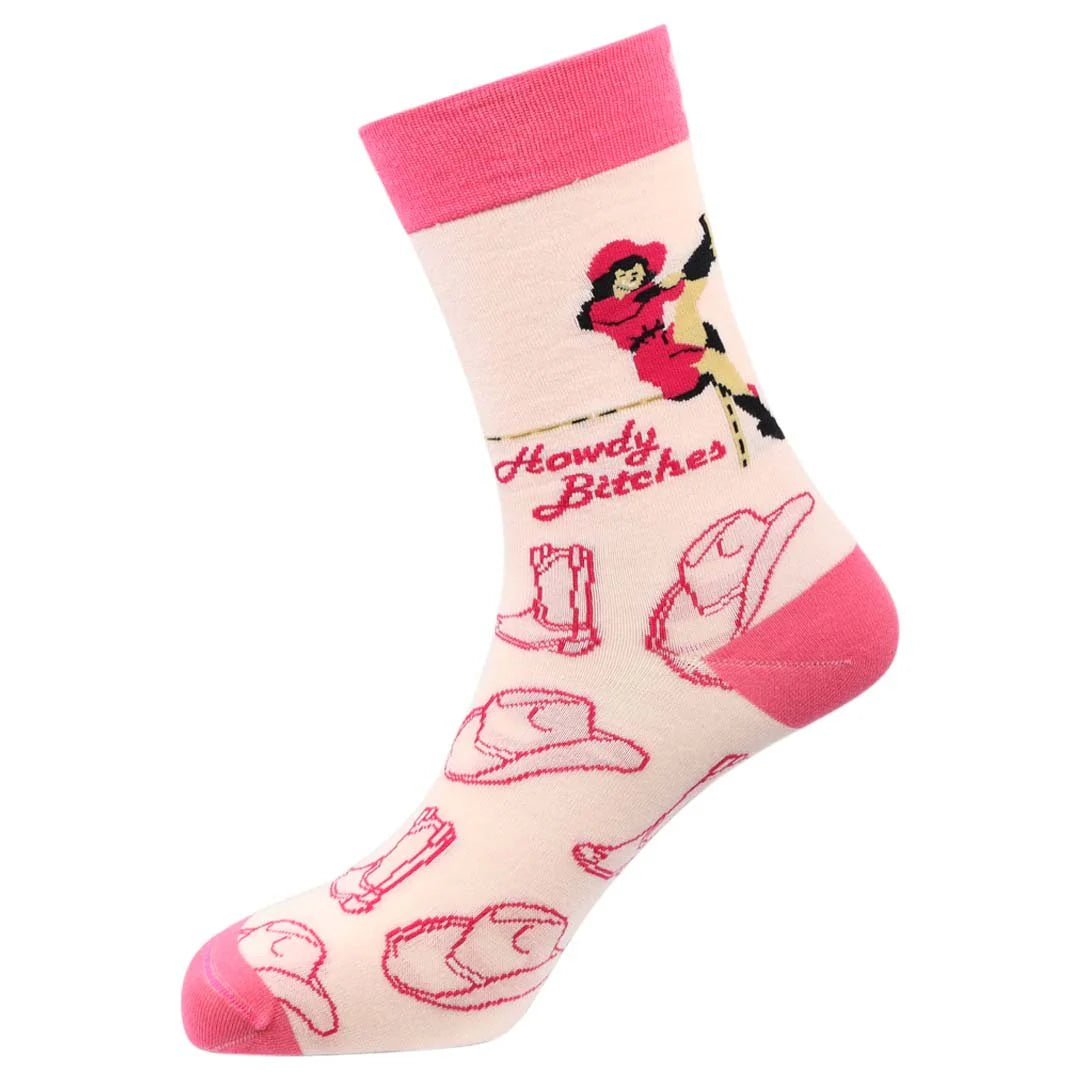 "Howdy Bitches Natural" Bamboo Knit Socks