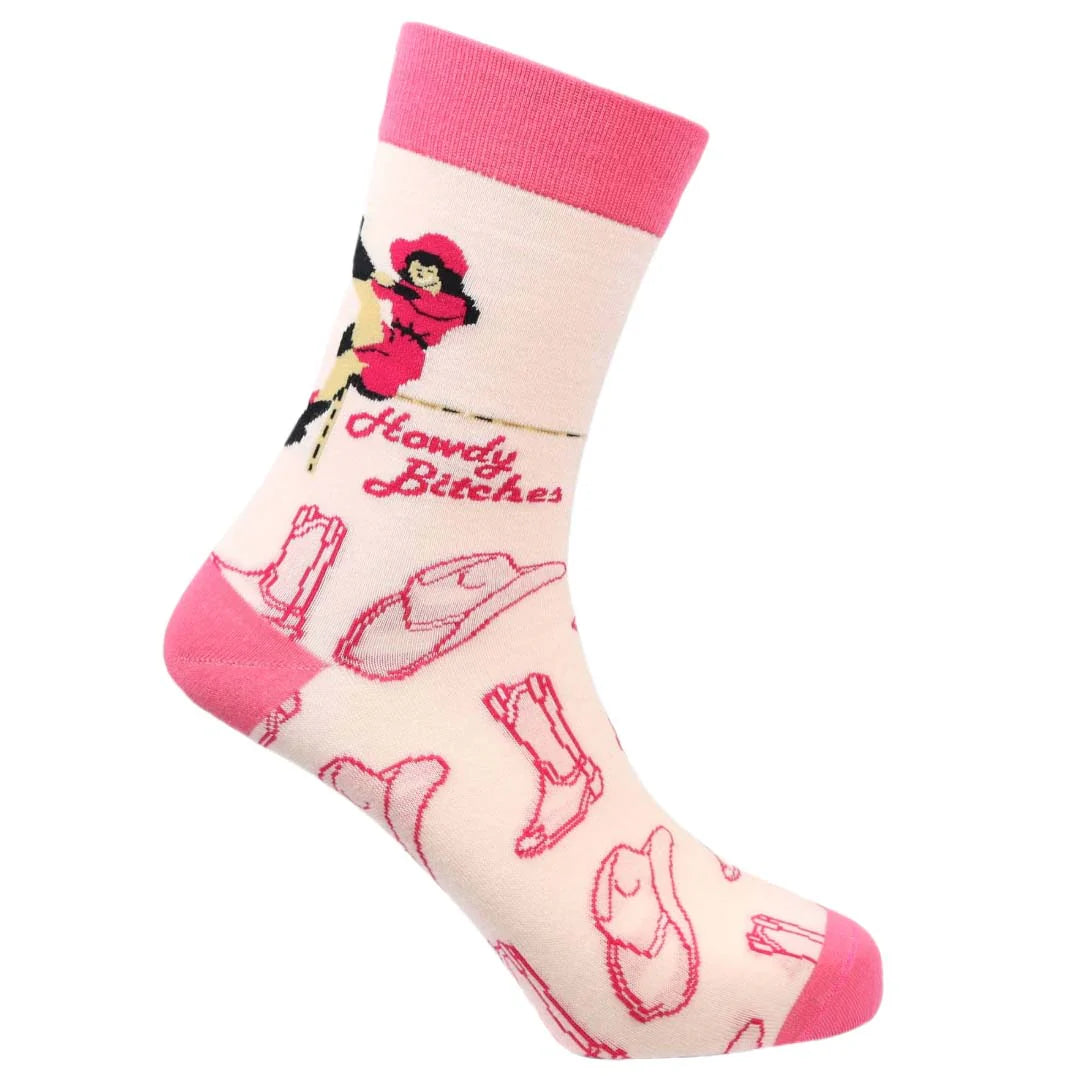 "Howdy Bitches Natural" Bamboo Knit Socks