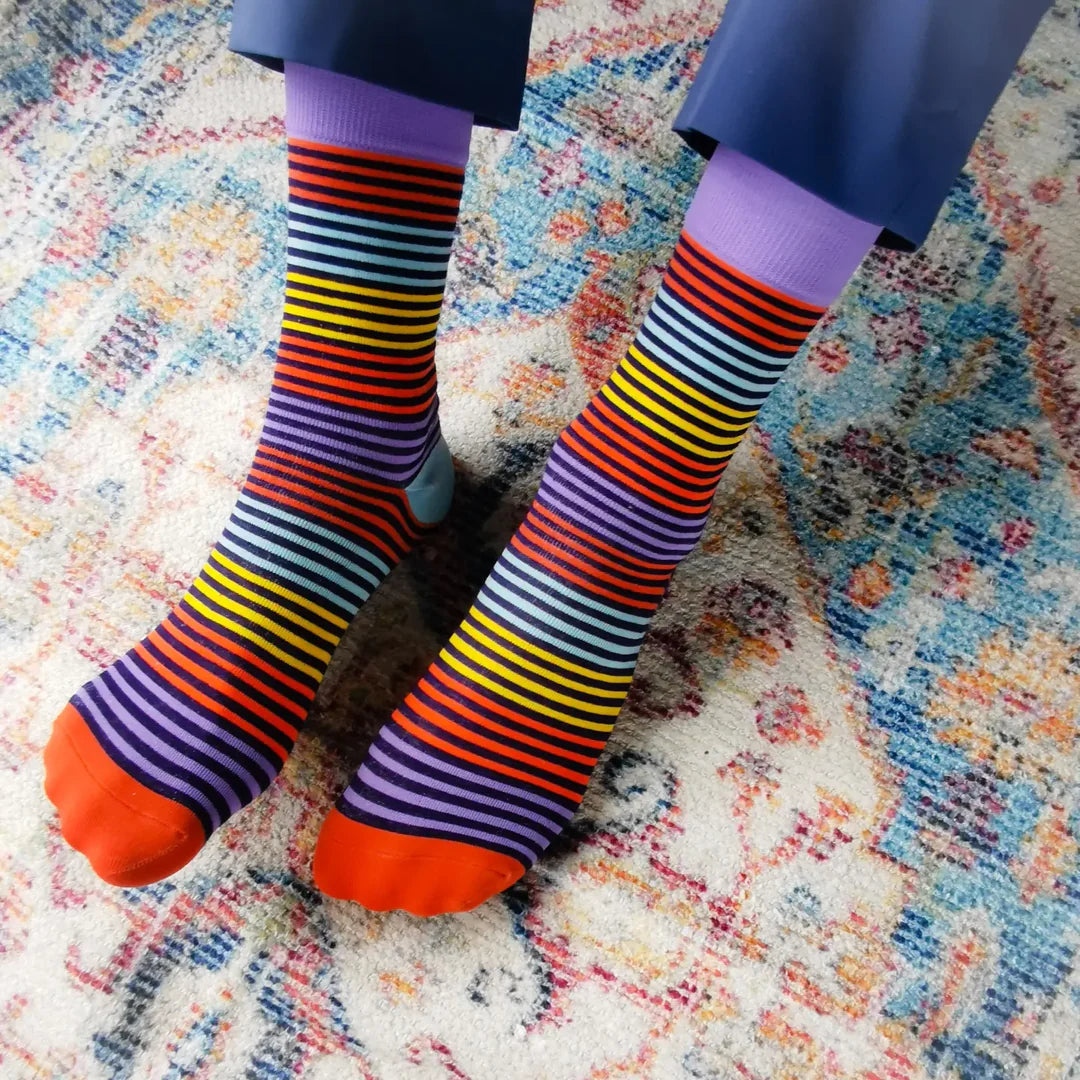 Chaussettes mi-mollet en coton « Stripe Right » par Uptown Sox - Taille L 