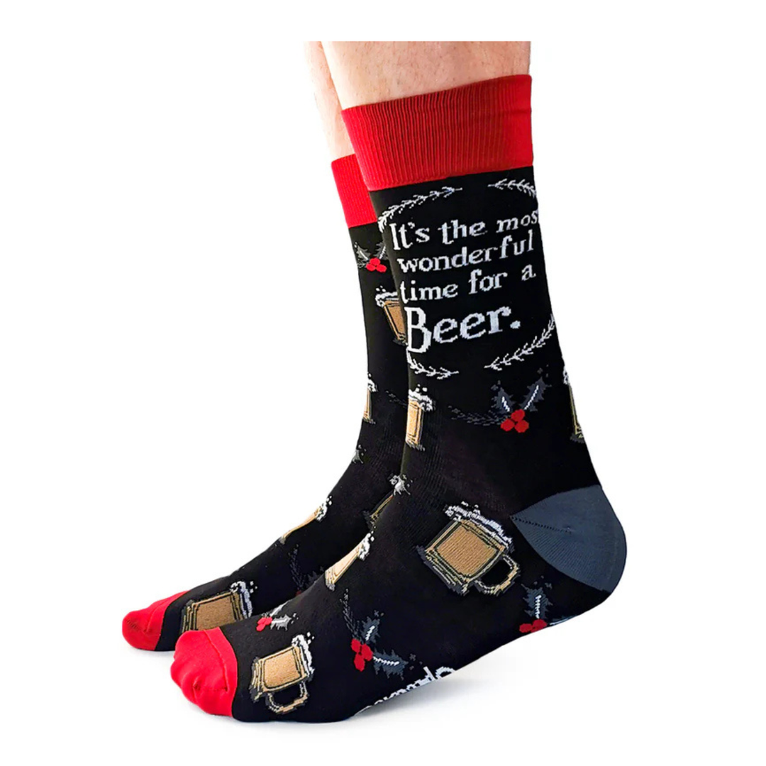 Chaussettes en coton canadien « C'est une bière merveilleuse » par Uptown Sox - Grande 