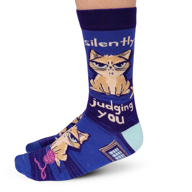 "Judging You" Cotton Crew Socks by Uptown Sox