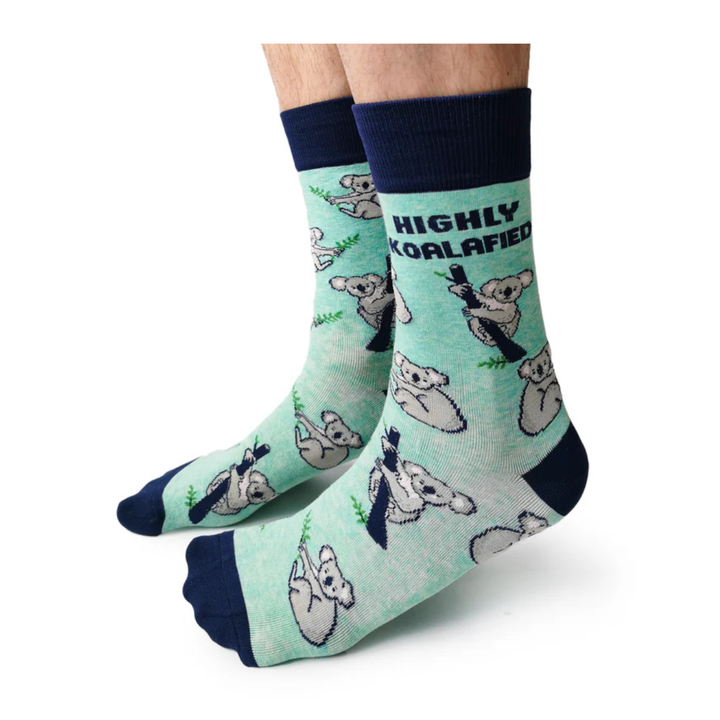 "Koalafied" Cotton Crew Socks by Uptown Sox