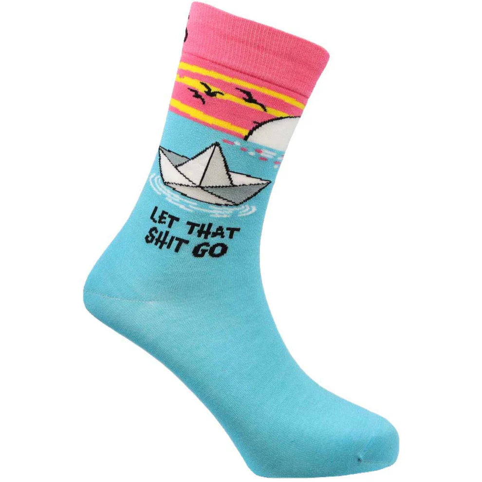 "Let That Shit Go" Bamboo Crew Socks By Sexy Socks