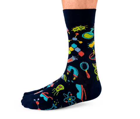 "Mad Scientist" Cotton Crew Socks by Uptown Sox - Large