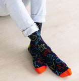 "Math Attack" Cotton Crew Socks by Uptown Sox - Large